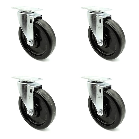Service Caster 6 Inch Phenolic Wheel Swivel Top Plate Caster Set SCC-20S615-PHR-4